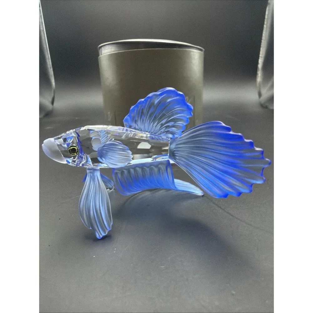Swarovski crystal figurine Siamese Fighting Fish Blue with box And Coa